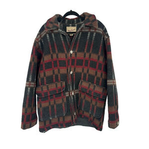 Vintage Woolrich Plaid Wool Jacket M Lined Southwest Coat Made In USA Outdoor